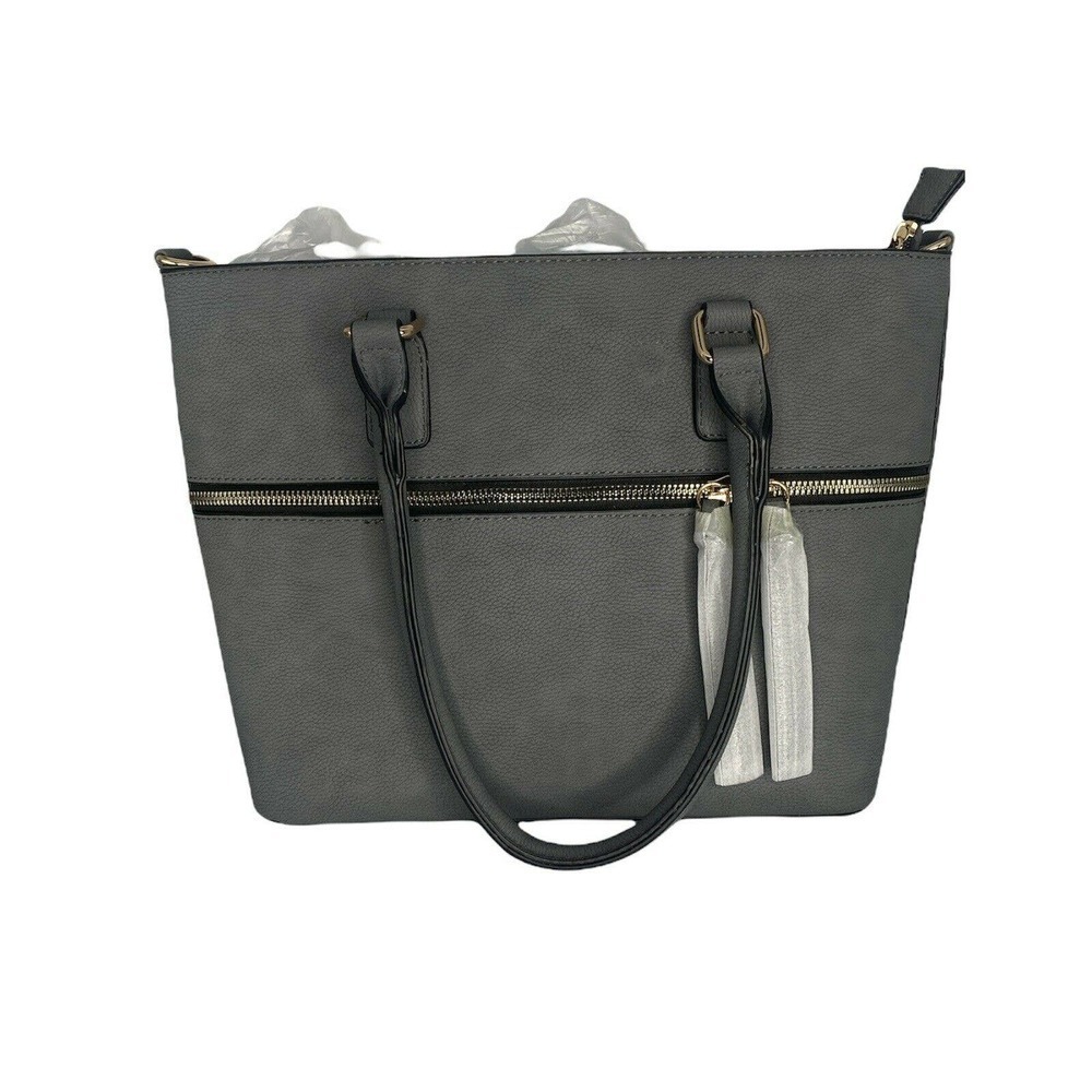 Gray faux leather Womens Satchel handbag purse Shoulder Strap Unbranded
